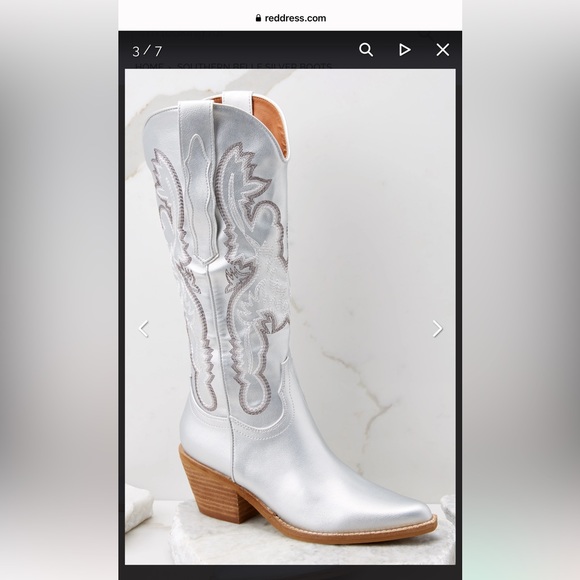 Silver Western Style Boots - Picture 2 of 3
